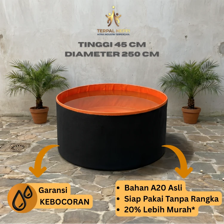 KOLAM TERPAL BULAT TANPA RANGKA T45 D250 - MERK HEPPI - Terpal Heppi
