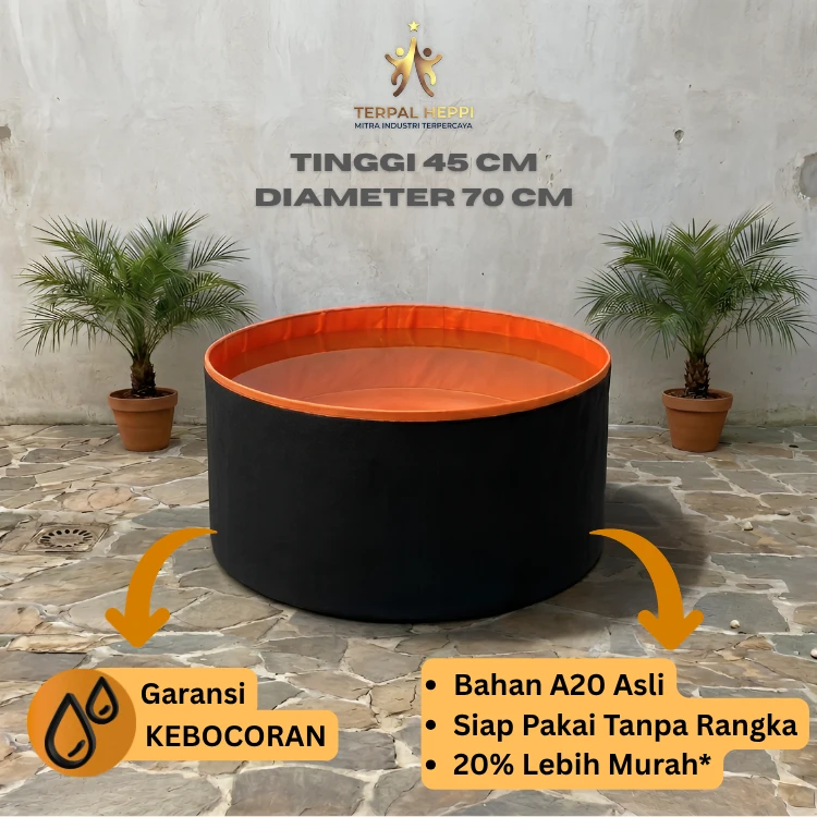 KOLAM TERPAL BULAT TANPA RANGKA T45 D70 - MERK HEPPI - Terpal Heppi