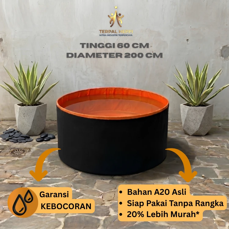 KOLAM TERPAL BULAT TANPA RANGKA T60 D200 - MERK HEPPI - Terpal Heppi
