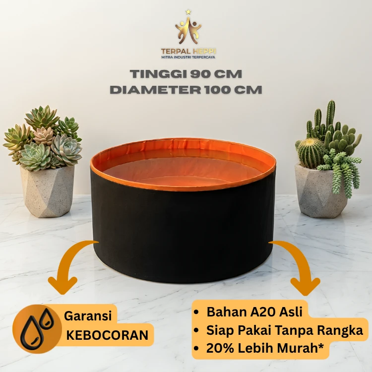 KOLAM TERPAL BULAT TANPA RANGKA T90 D100 - MERK HEPPI - Terpal Heppi